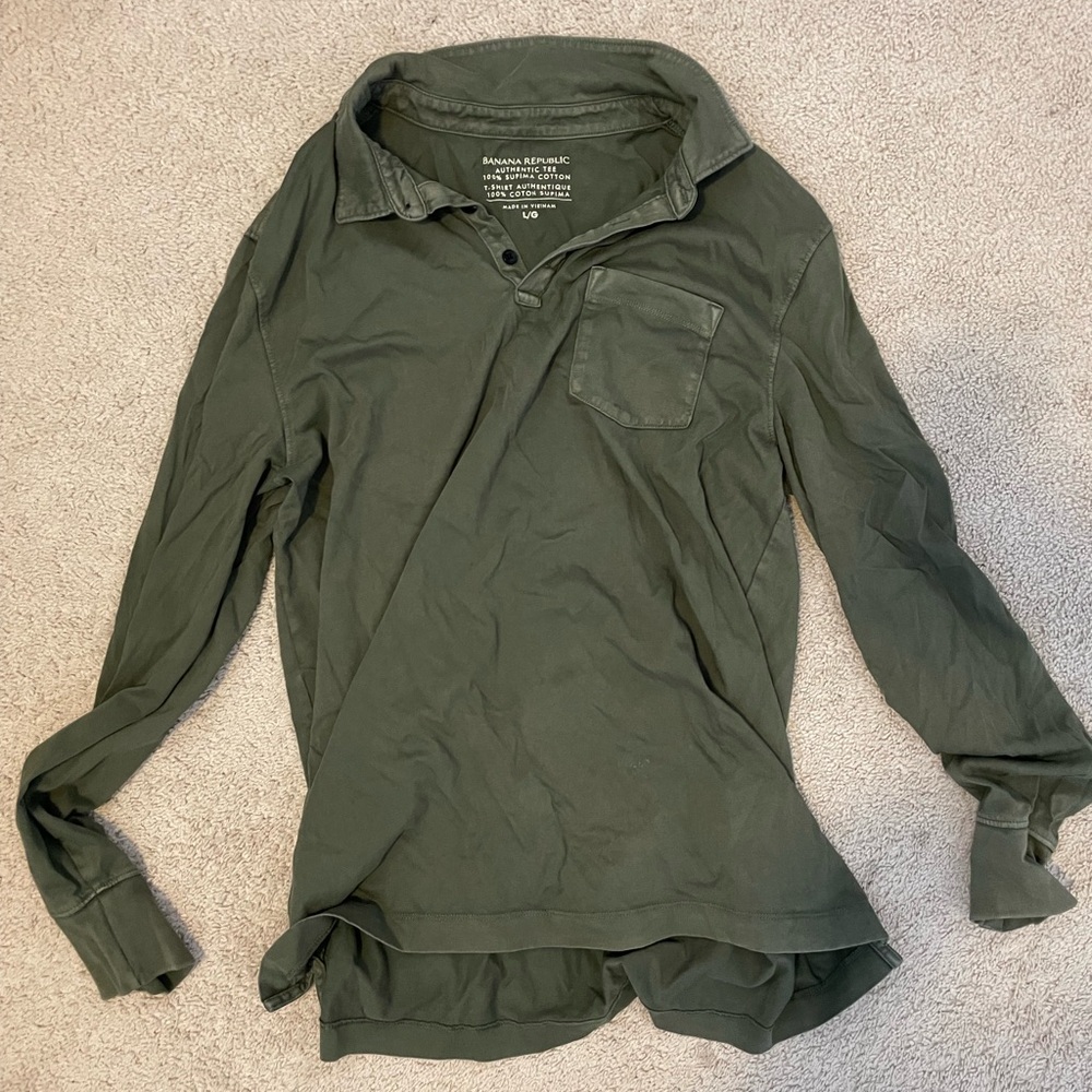 Banana Republic Long Sleeve Pocket Polo Tee
